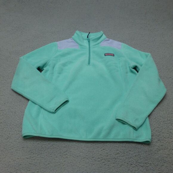 Vineyard Vines Sweater Womens Small 1/4 Zip Green Fleece Whale Preppy Pullover - Picture 1 of 10